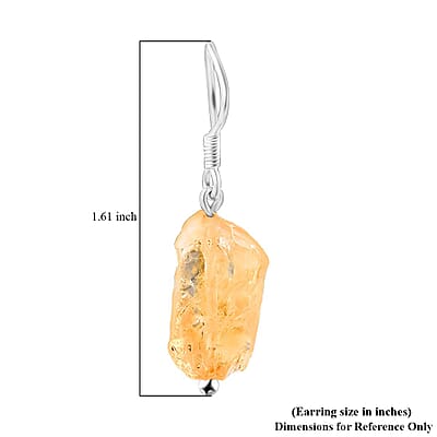 D'Joy Artisan Crafted Rough Cut Brazilian Citrine 19.80 ctw Dangle Earrings in Sterling Silver