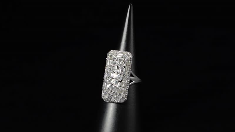 Doorbuster Moissanite Baguette Shape Ring in Rhodium Over Sterling Silver (Size 10.0) 2.50 ctw
