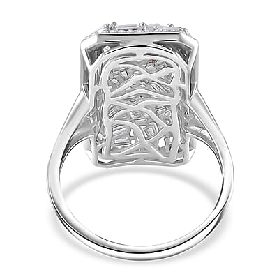 Moissanite 2.50 ctw Baguette Shape Ring in Rhodium Over Sterling Silver (Size 10.0)