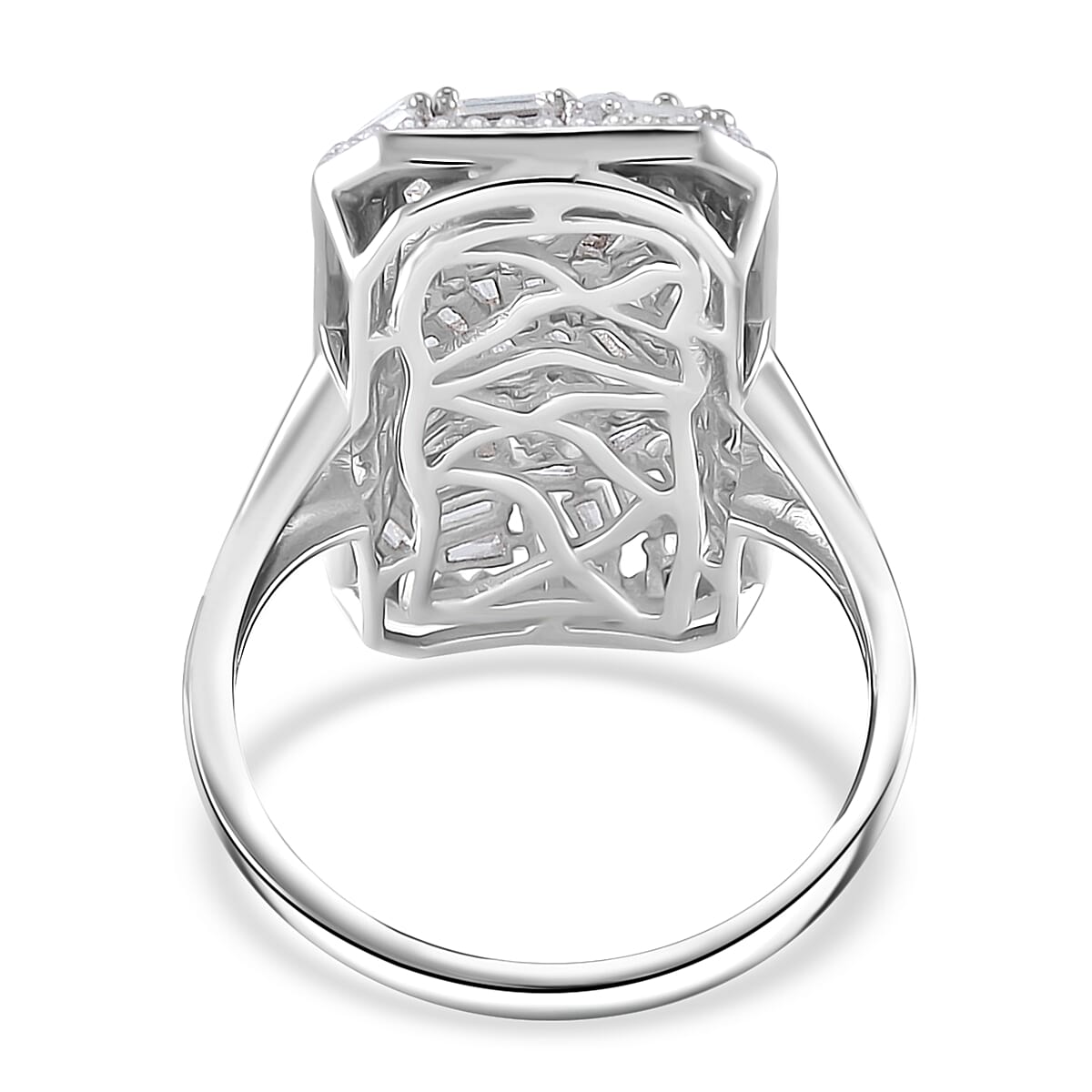 Moissanite 2.50 ctw Baguette Shape Ring in Rhodium Over Sterling Silver (Size 6.0) image number 3