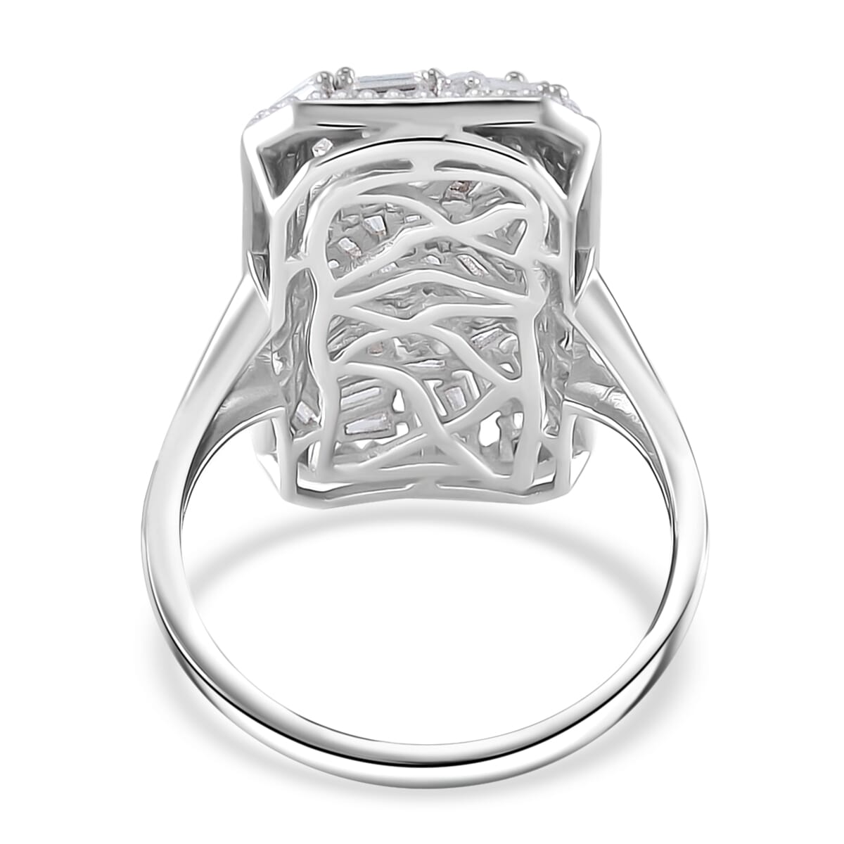Moissanite 2.50 ctw Baguette Shape Ring in Rhodium Over Sterling Silver (Size 8.0) image number 3