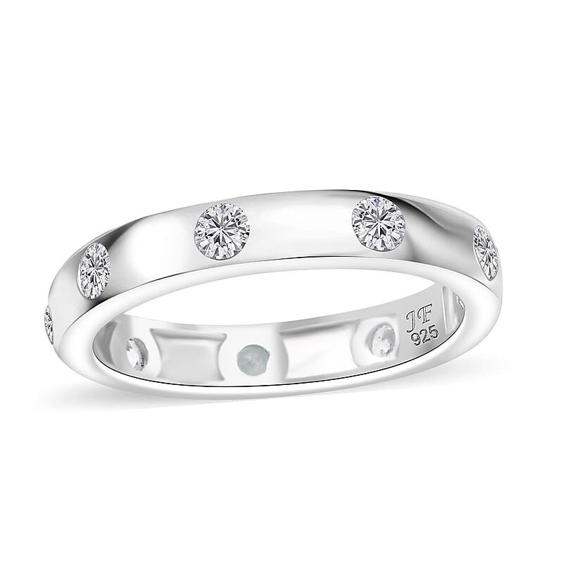 J Francis Embellished with Zirconia by Swarovski 1.10 ctw Ring in Rhodium Over Sterling Silver (Size 10.0)