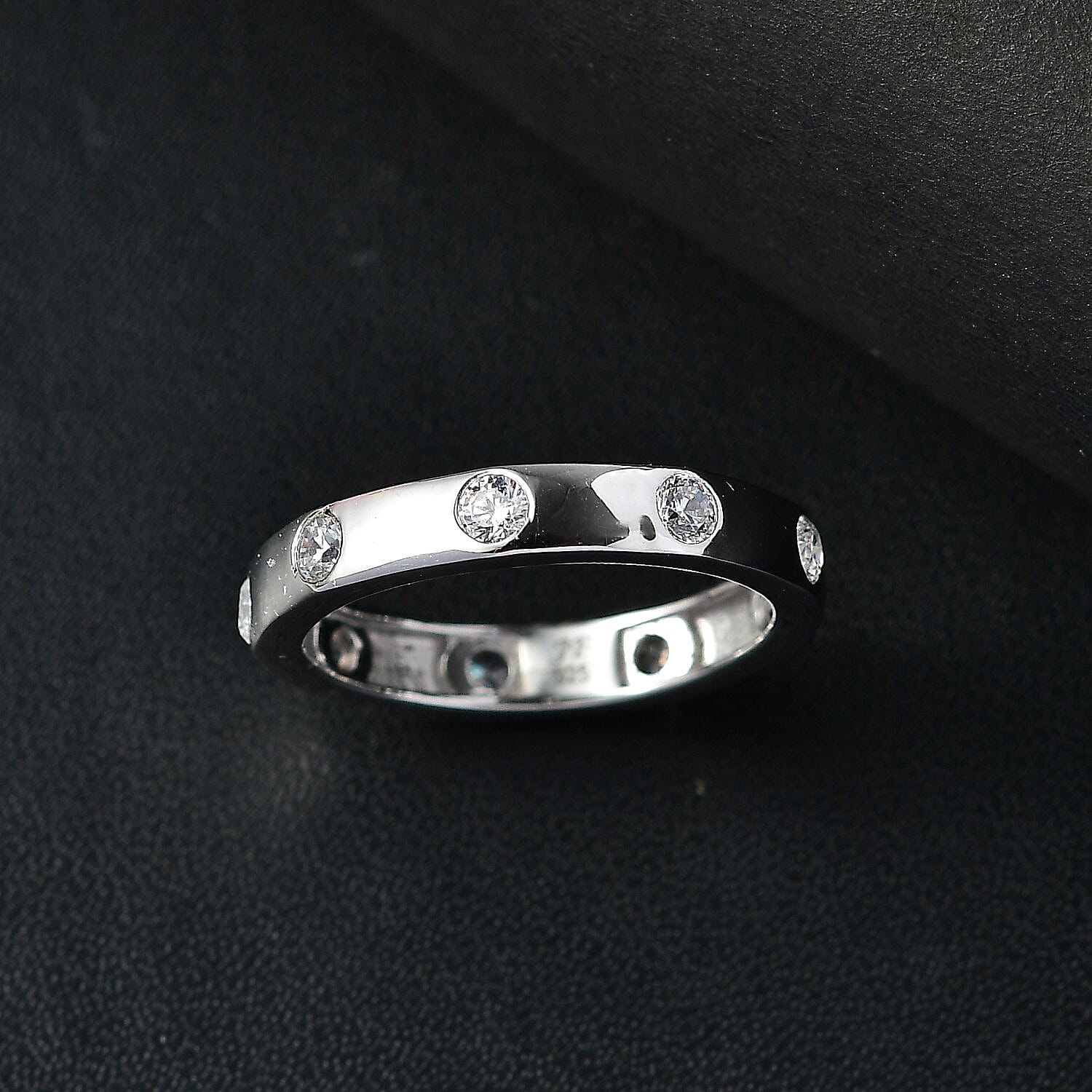 J Francis Embellished with Zirconia by Swarovski 1.10 ctw Ring in Rhodium Over Sterling Silver (Size 10.0)