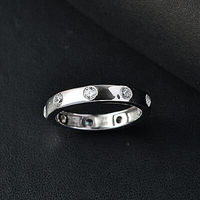 J Francis Embellished with Zirconia by Swarovski 1.10 ctw Ring in Rhodium Over Sterling Silver (Size 10.0)