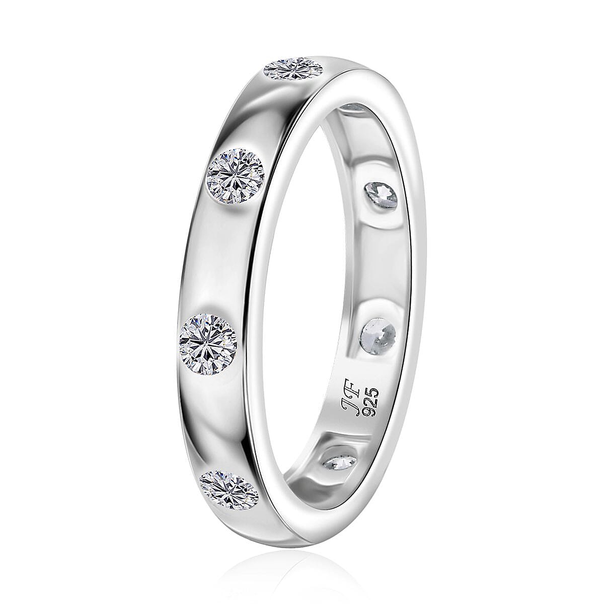 J Francis Embellished with Zirconia by Swarovski 1.10 ctw Ring in Rhodium Over Sterling Silver (Size 10.0)