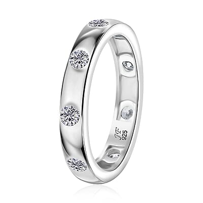 J Francis Embellished with Zirconia by Swarovski 1.10 ctw Ring in Rhodium Over Sterling Silver (Size 10.0)