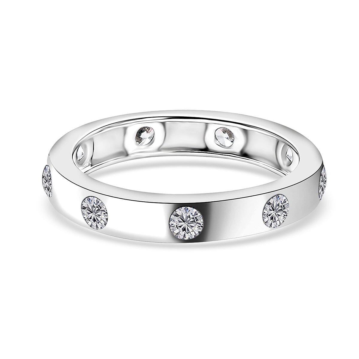 J Francis Embellished with Zirconia by Swarovski 1.10 ctw Ring in Rhodium Over Sterling Silver (Size 10.0)