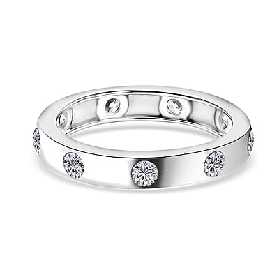J Francis Embellished with Zirconia by Swarovski 1.10 ctw Ring in Rhodium Over Sterling Silver (Size 10.0)