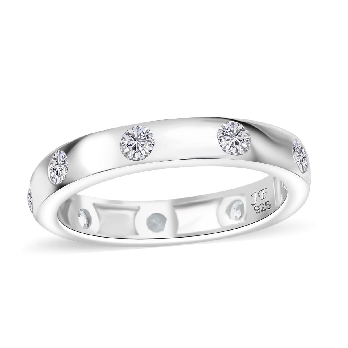 J Francis Embellished with Zirconia by Swarovski 1.10 ctw Ring in Rhodium Over Sterling Silver (Size 7.0) image number 0