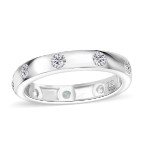 J Francis Embellished with Zirconia by Swarovski 1.10 ctw Ring in Rhodium Over Sterling Silver (Size 7.0)