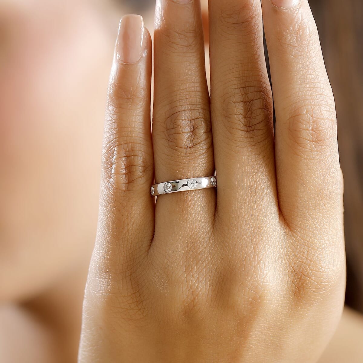 J Francis Embellished with Zirconia by Swarovski 1.10 ctw Ring in Rhodium Over Sterling Silver (Size 7.0) image number 2