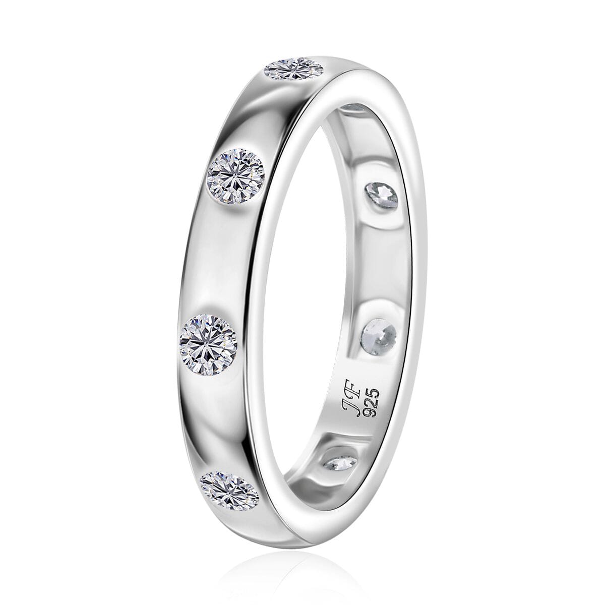 J Francis Embellished with Zirconia by Swarovski 1.10 ctw Ring in Rhodium Over Sterling Silver (Size 7.0) image number 3