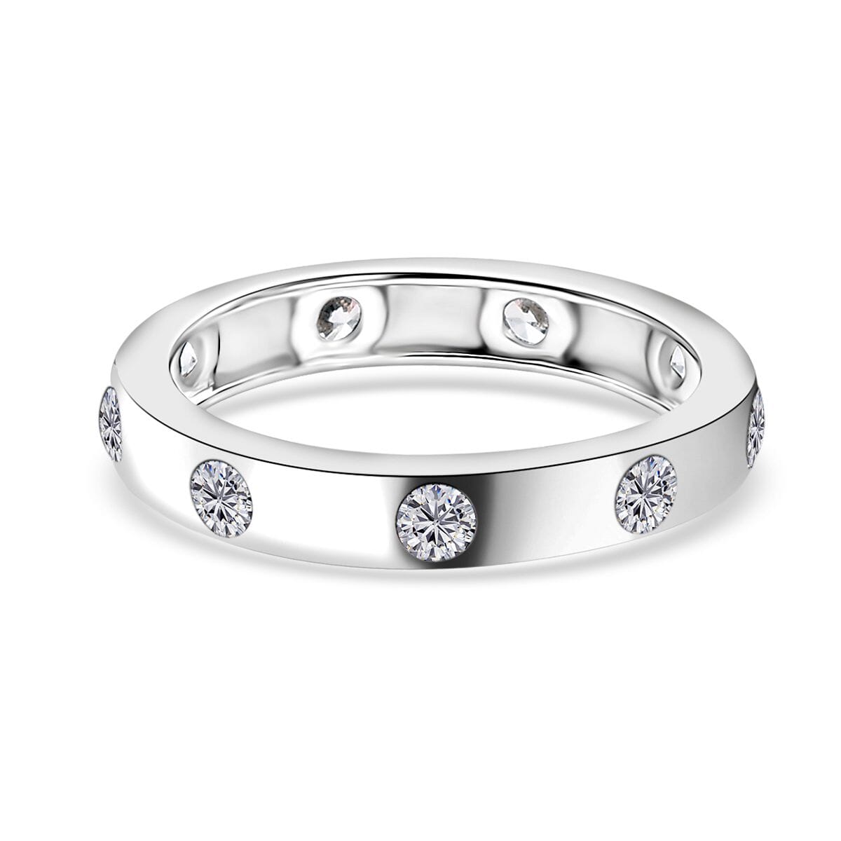 J Francis Embellished with Zirconia by Swarovski 1.10 ctw Ring in Rhodium Over Sterling Silver (Size 7.0) image number 4