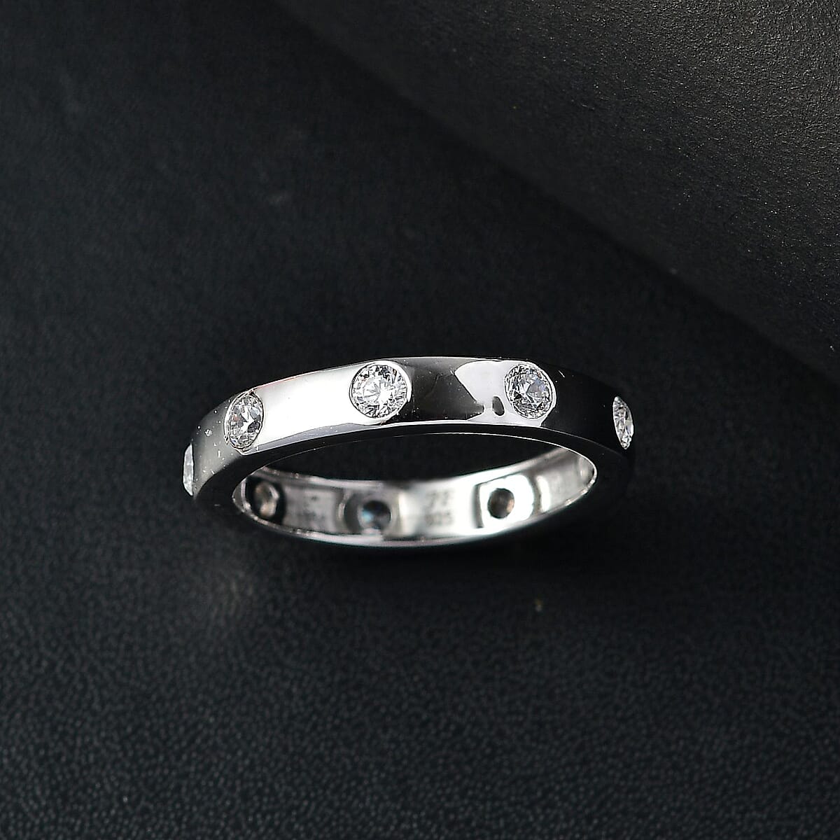 J Francis Embellished with Zirconia by Swarovski Ring in Rhodium Over Sterling Silver (Size 8.0) 1.10 ctw image number 1