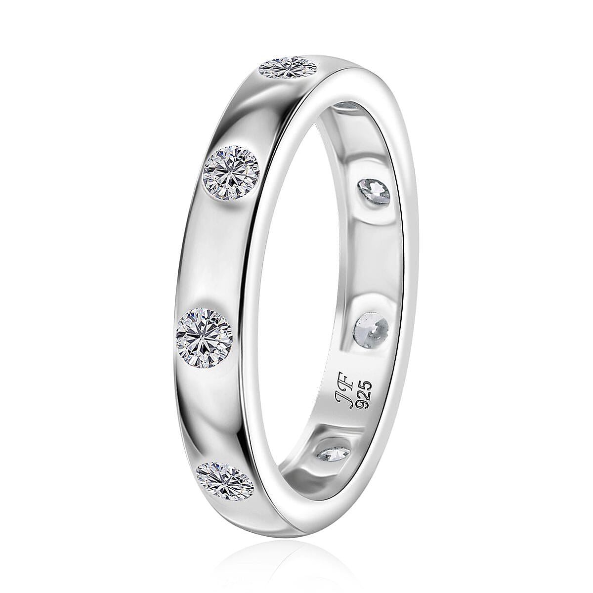 J Francis Embellished with Zirconia by Swarovski Ring in Rhodium Over Sterling Silver (Size 8.0) 1.10 ctw image number 3