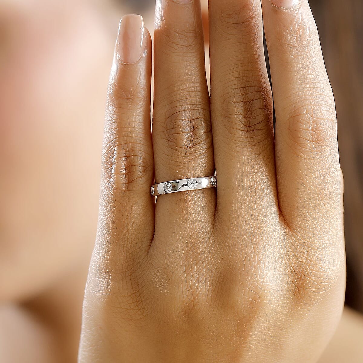 J Francis Embellished with Zirconia by Swarovski 1.10 ctw Ring in Rhodium Over Sterling Silver (Size 9.0) image number 2