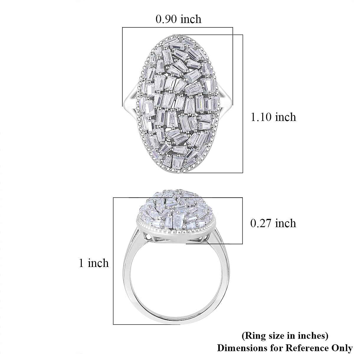 Moissanite 2.40 ctw Oval Shape Ring in Rhodium Over Sterling Silver (Size 6.0) image number 4