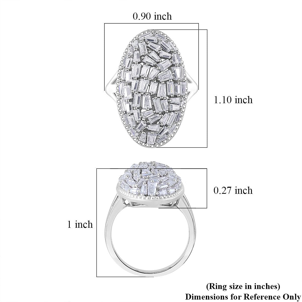 Moissanite 2.40 ctw Oval Shape Ring in Rhodium Over Sterling Silver (Size 7.0) image number 5