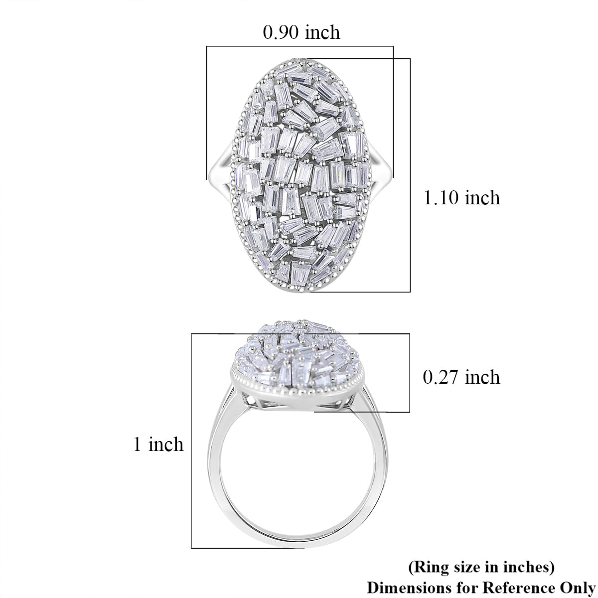 Moissanite 2.40 ctw Oval Shape Ring in Rhodium Over Sterling Silver (Size 8.0) image number 4