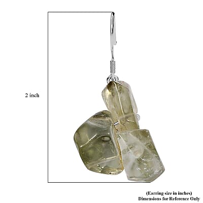 D'Joy Artisan Crafted Rough Cut Montezuma Prasiolite 79.25 ctw Fancy Earrings in Sterling Silver