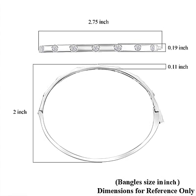 J Francis Embellished with Zirconia by Swarovski Bangle in Rhodium Over Sterling Silver (6.50 In) 1.40 ctw