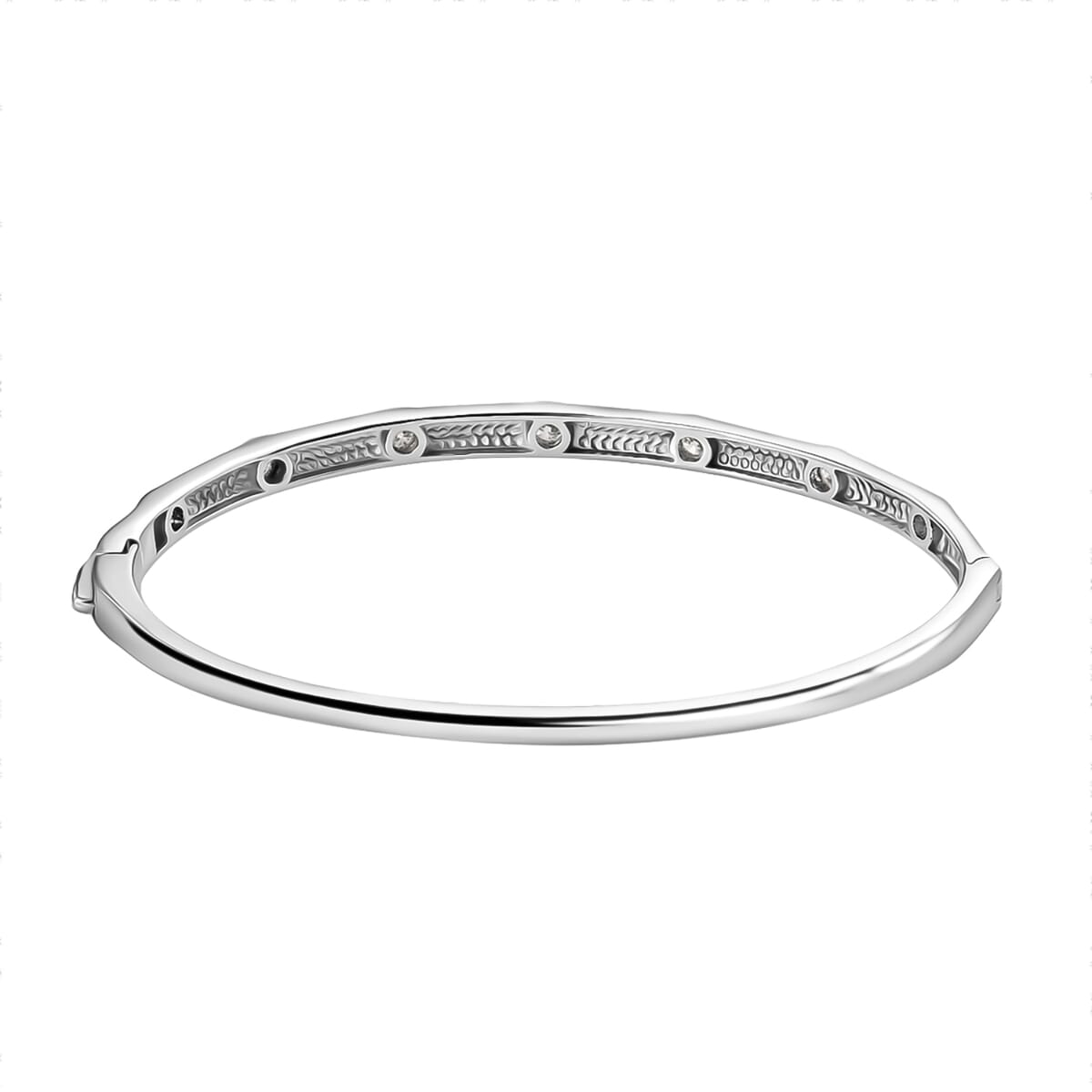 J Francis Embellished with Zirconia by Swarovski Bangle in Rhodium Over Sterling Silver (7.25 In) 1.40 ctw image number 4