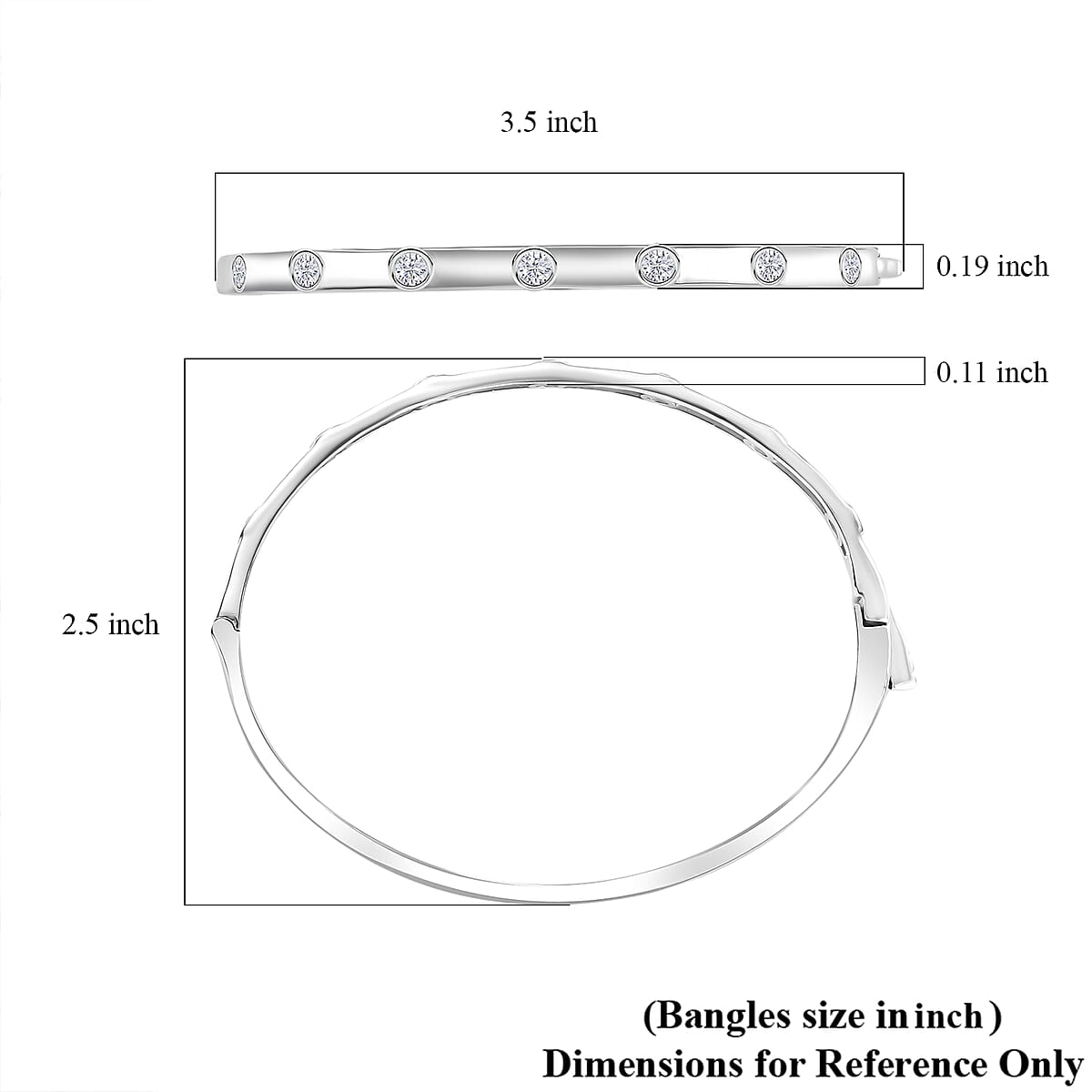 J Francis Embellished with Zirconia by Swarovski Bangle in Rhodium Over Sterling Silver (8.00 In) 1.40 ctw image number 5