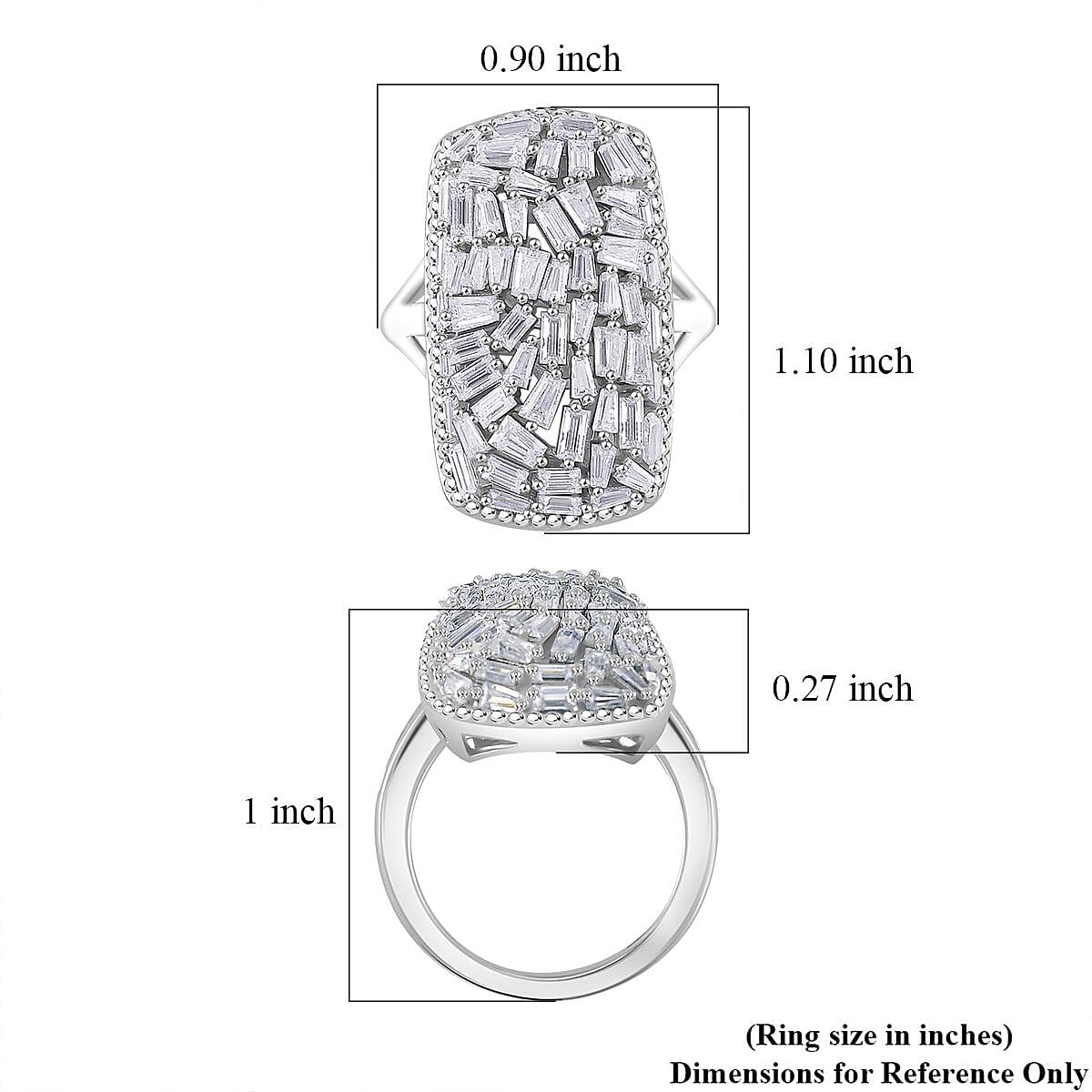 Moissanite 2.65 ctw Cushion Shape Ring in Rhodium Over Sterling Silver (Size 6.0) image number 5