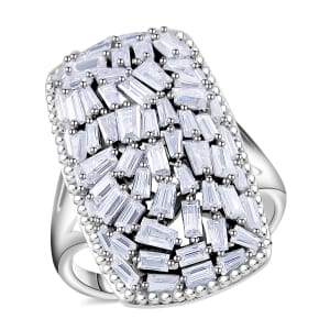Moissanite 2.65 ctw Cushion Shape Ring in Rhodium Over Sterling Silver (Size 9.0)