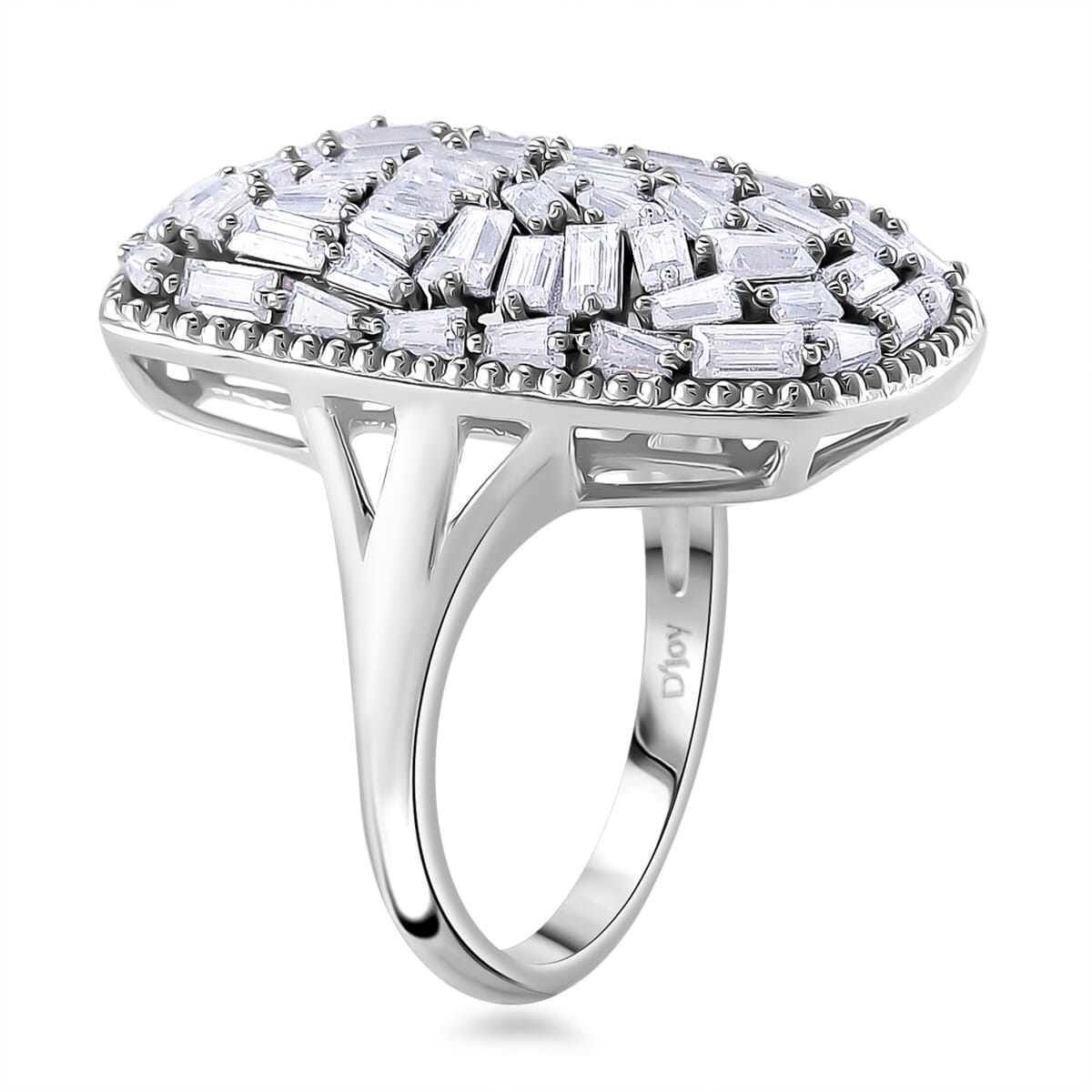 Moissanite 2.65 ctw Cushion Shape Ring in Rhodium Over Sterling Silver (Size 9.0) image number 2