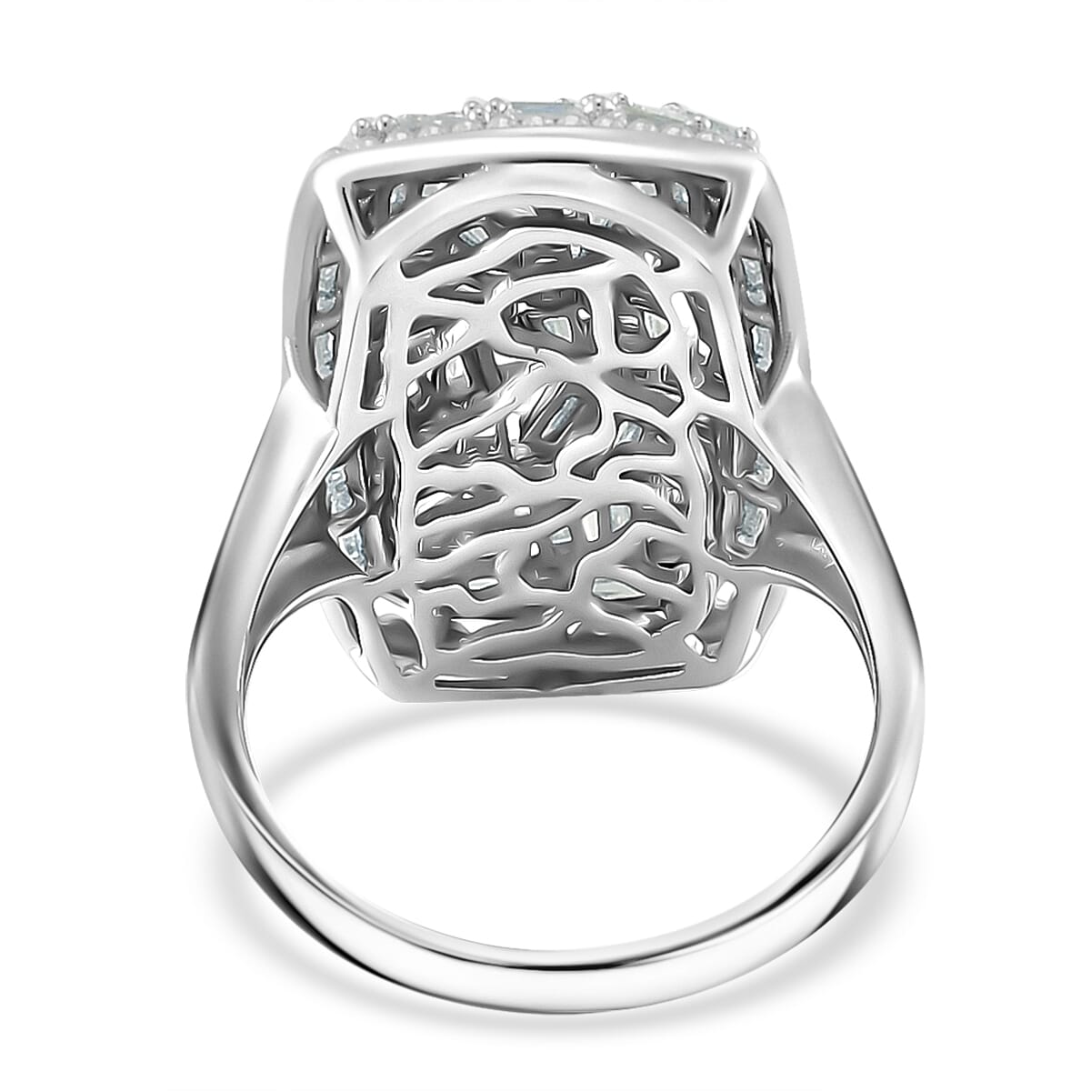 Moissanite 2.65 ctw Cushion Shape Ring in Rhodium Over Sterling Silver (Size 9.0) image number 3