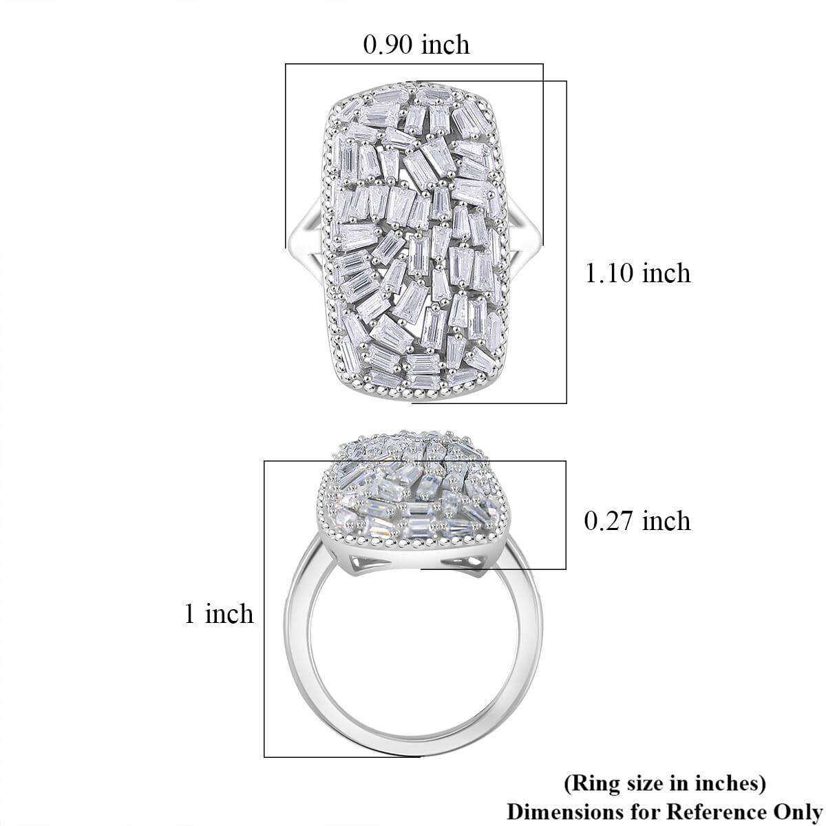 Moissanite 2.65 ctw Cushion Shape Ring in Rhodium Over Sterling Silver (Size 9.0) image number 4