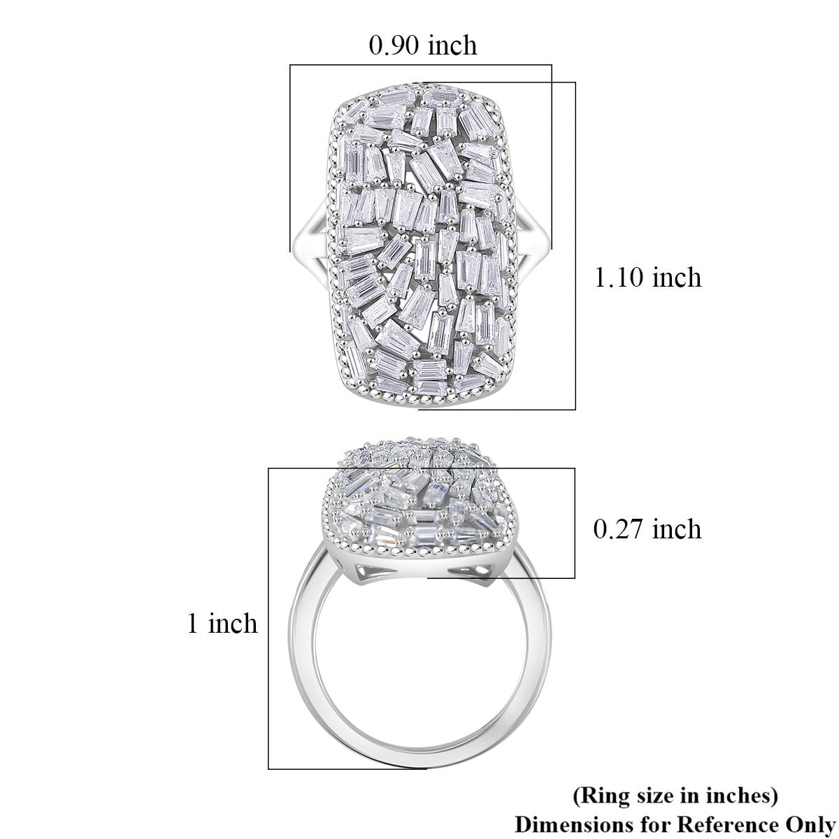 Moissanite 2.65 ctw Cushion Shape Ring in Rhodium Over Sterling Silver (Size 9.0) image number 5