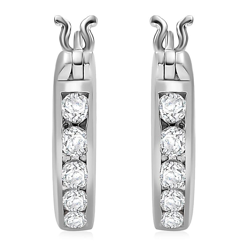 J Francis Embellished with Zirconia by Swarovski 1.20 ctw Earrings in Rhodium Over Sterling Silver