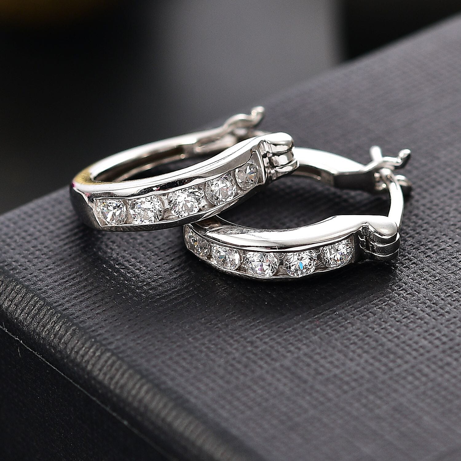 J Francis Embellished with Zirconia by Swarovski 1.20 ctw Earrings in Rhodium Over Sterling Silver