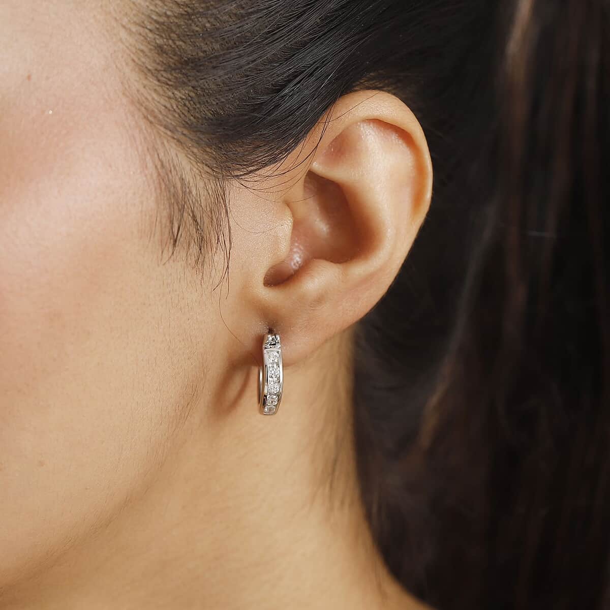 J Francis Embellished with Zirconia by Swarovski 1.20 ctw Earrings in Rhodium Over Sterling Silver image number 2