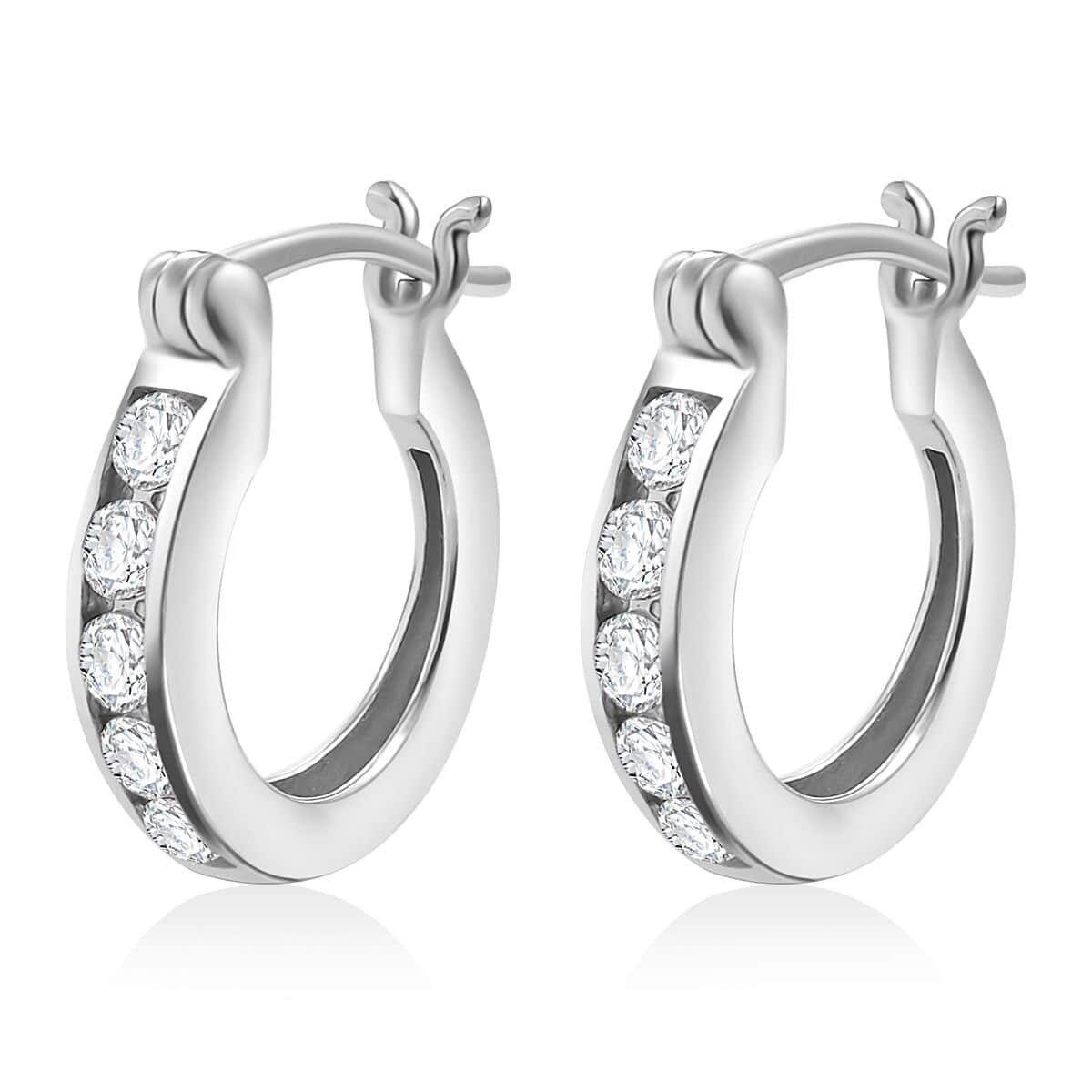 J Francis Embellished with Zirconia by Swarovski 1.20 ctw Earrings in Rhodium Over Sterling Silver image number 3