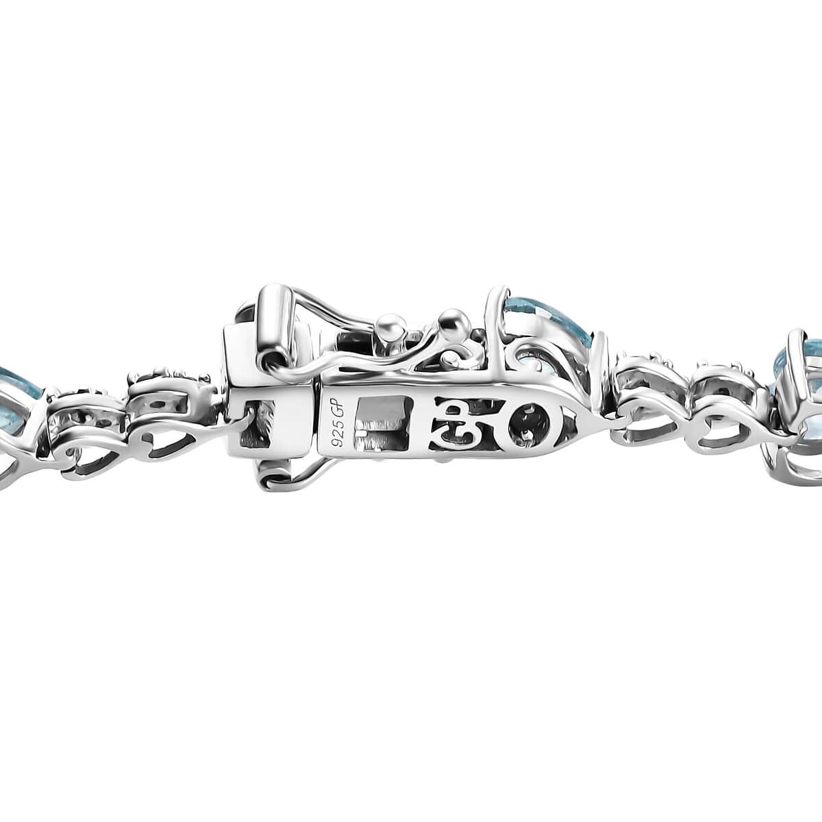 GP Amore Collection Blue Apatite and White Zircon 7.70 ctw Eternal Love Bracelet in Rhodium Over Sterling Sil (7.25 In)  image number 3