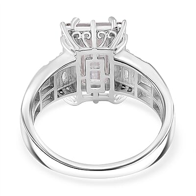 D'Joy Moissanite 4.00 ctw Radiant Majesty Ring in Rhodium Over Sterling Silver (Size 10.0)