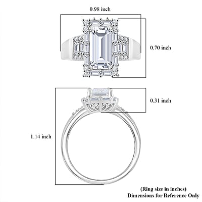 D'Joy Moissanite 4.00 ctw Radiant Majesty Ring in Rhodium Over Sterling Silver (Size 10.0)