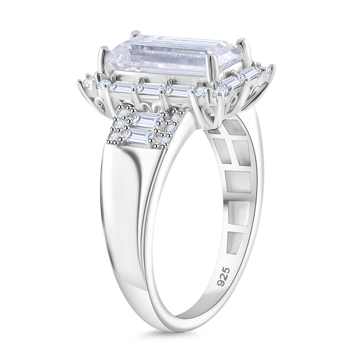 Moissanite 4.00 ctw Ring in Rhodium Over Sterling Silver (Size 6.0) image number 2