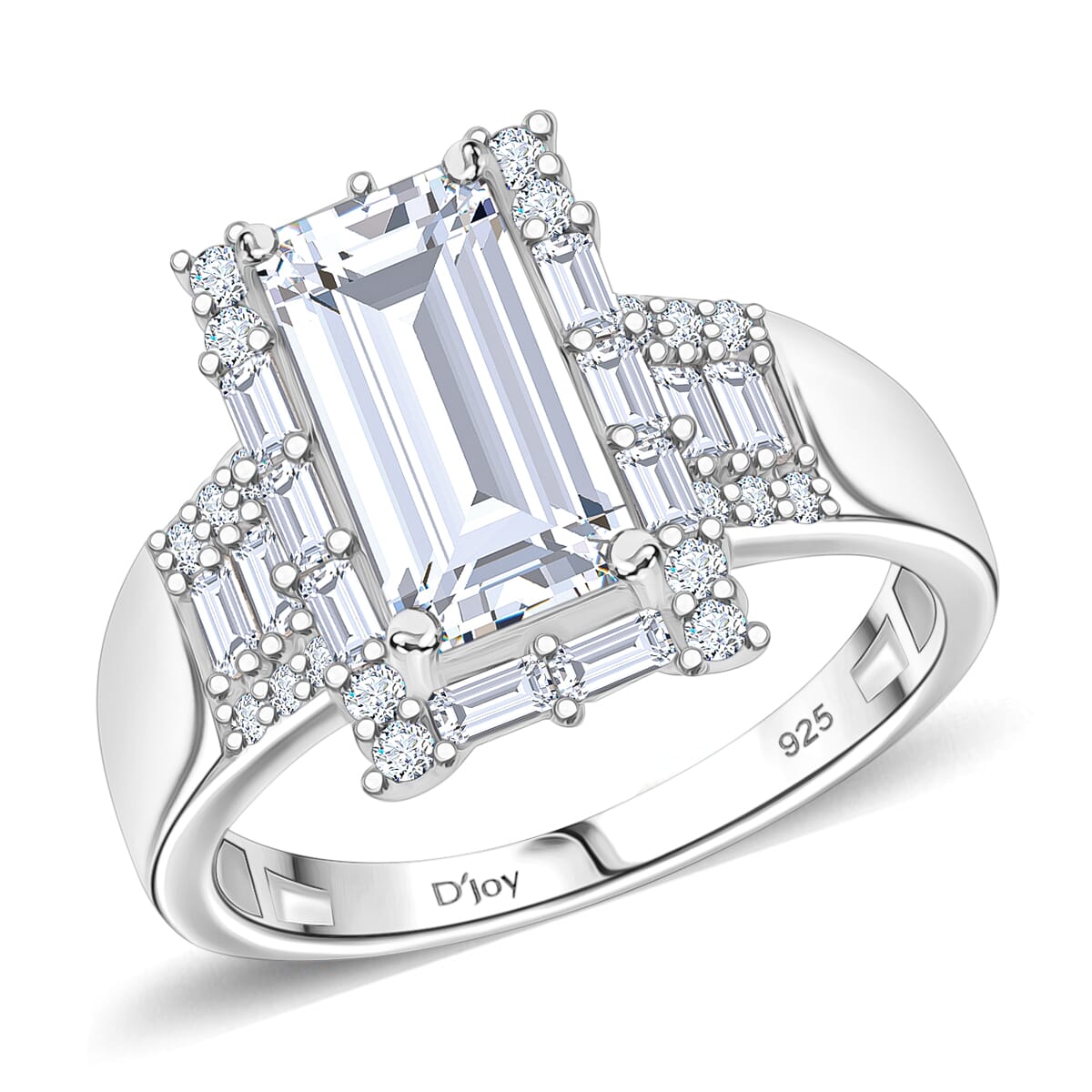 Moissanite 4.00 ctw Ring in Rhodium Over Sterling Silver (Size 8.0) image number 0