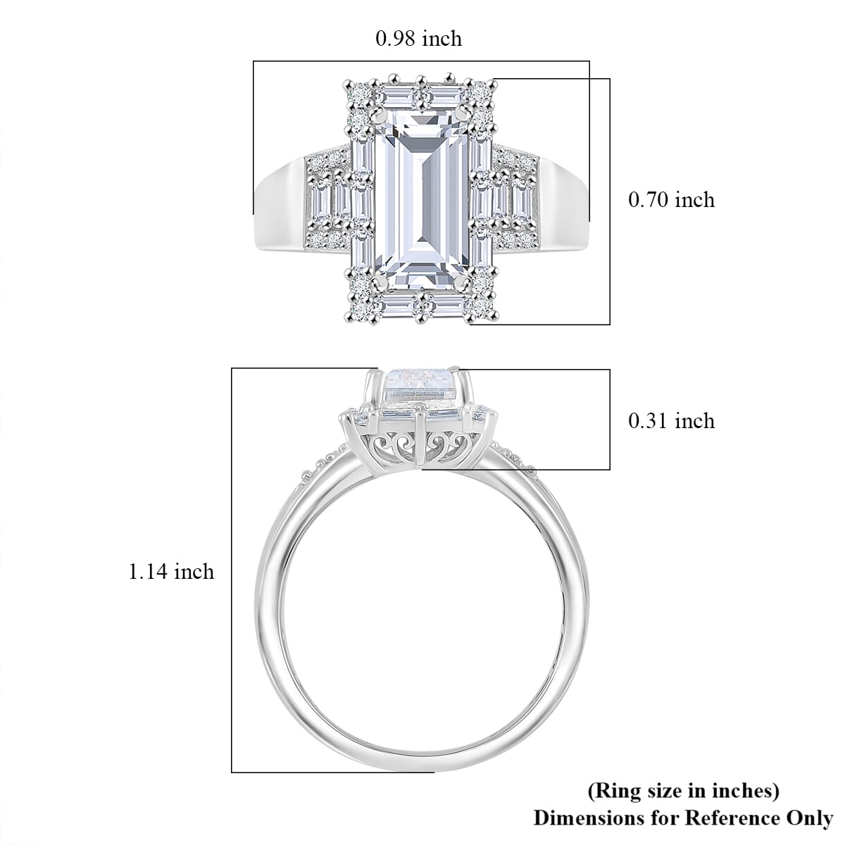 Moissanite 4.00 ctw Ring in Rhodium Over Sterling Silver (Size 8.0) image number 4