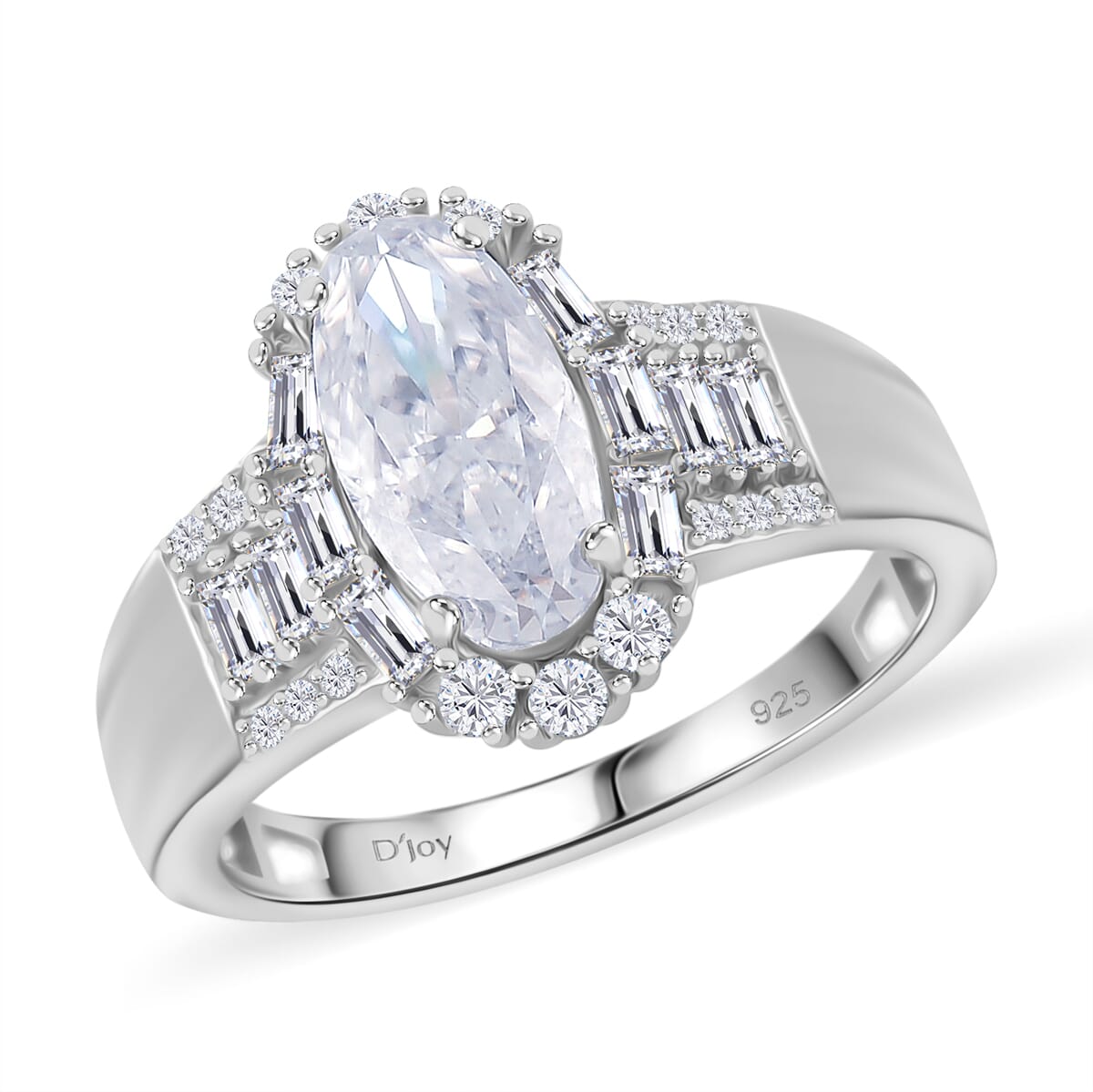 Moissanite 3.15 ctw Ring in Rhodium Over Sterling Silver (Size 9.0) image number 0