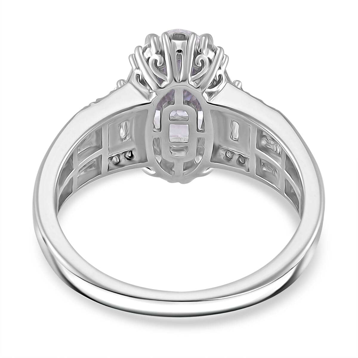 Moissanite 3.15 ctw Ring in Rhodium Over Sterling Silver (Size 9.0) image number 3
