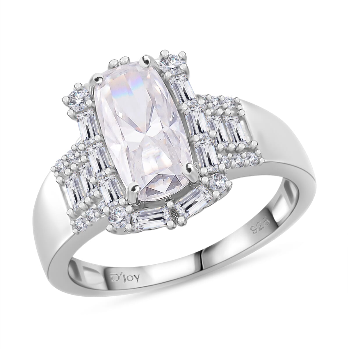 Moissanite 3.35 ctw Ring in Rhodium Over Sterling Silver (Size 6.0) image number 0