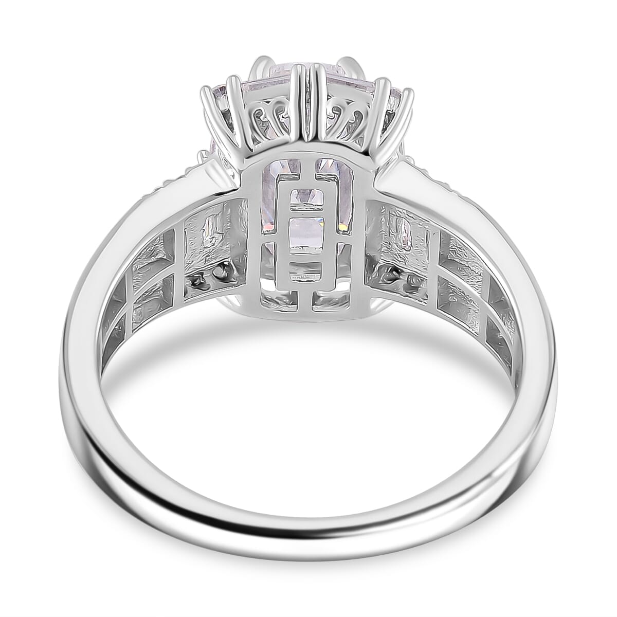 Moissanite 3.35 ctw Ring in Rhodium Over Sterling Silver (Size 6.0) image number 3