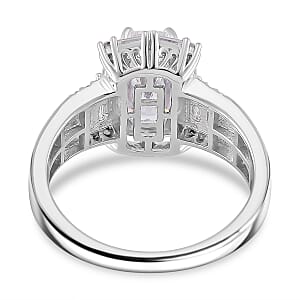 D'Joy Moissanite 3.35 ctw Radiant Majesty Ring in Rhodium Over Sterling Silver (Size 6.0)