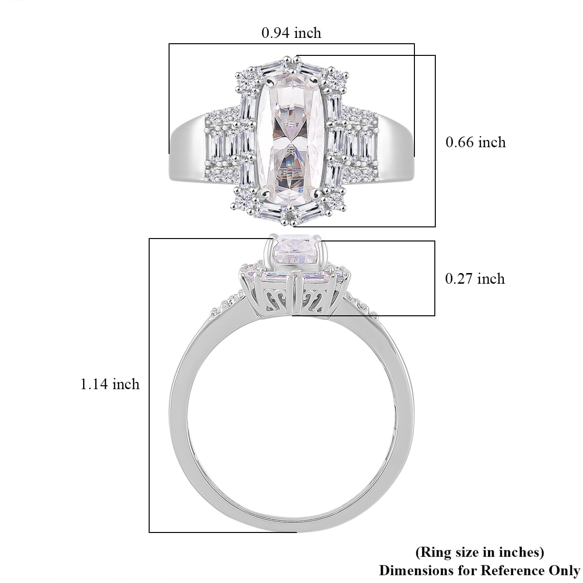 Moissanite 3.35 ctw Ring in Rhodium Over Sterling Silver (Size 6.0) image number 4