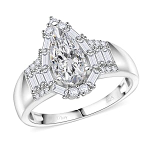 D'Joy Moissanite 2.75 ctw Radiant Majesty Ring in Rhodium Over Sterling Silver (Size 10.0)